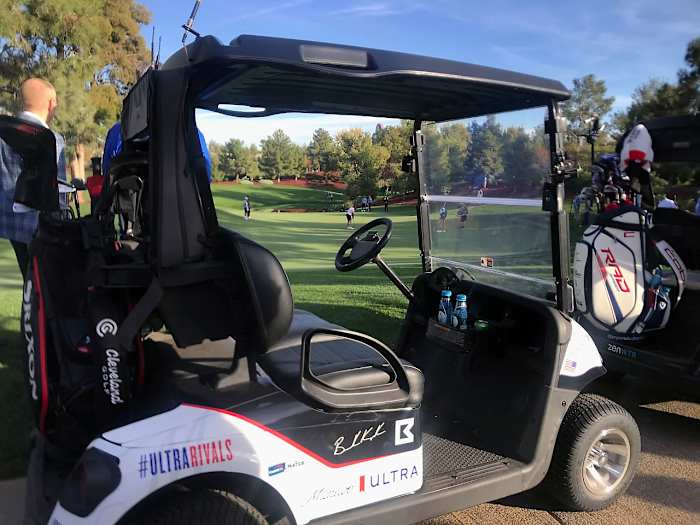 Brooks Koepka's cart at the Match.