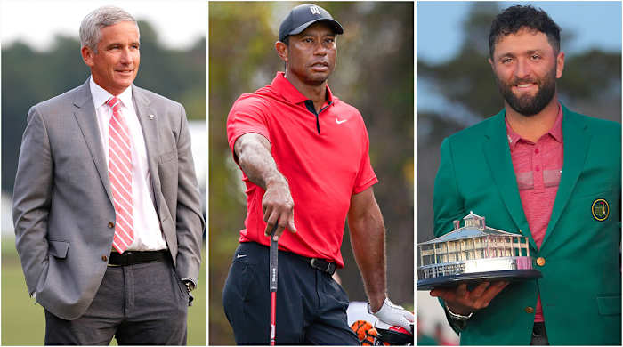 Jay Monahan, Tiger Woods, Jon Rahm