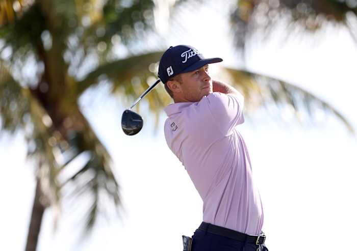 Ben Carr of the United States hits his first shot on the 10th hole during the second round of the Puerto Rico Open at Grand Reserve Golf Club on March 03, 2023 in Rio Grande, Puerto Rico.