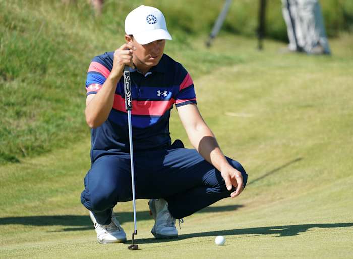 Jordan Spieth's play around and on the green late in Saturday's third round led to a pair of bogeys.