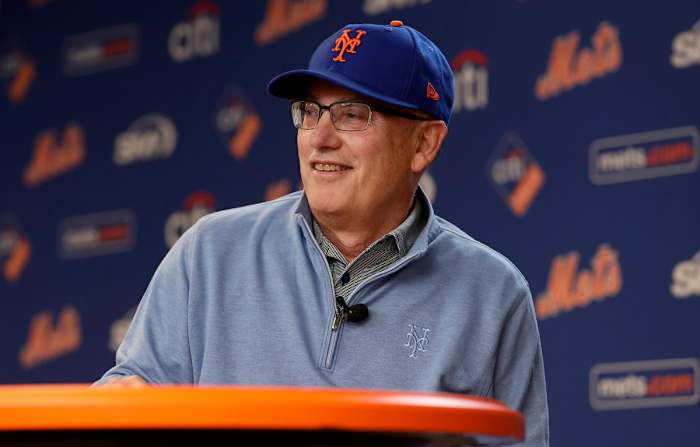 New York Mets owner Steve Cohen speaks to the media before a game against the Milwaukee Brewers at Citi Field on June 28, 2023 in New York City. The Brewers defeated the Mets 5-2.