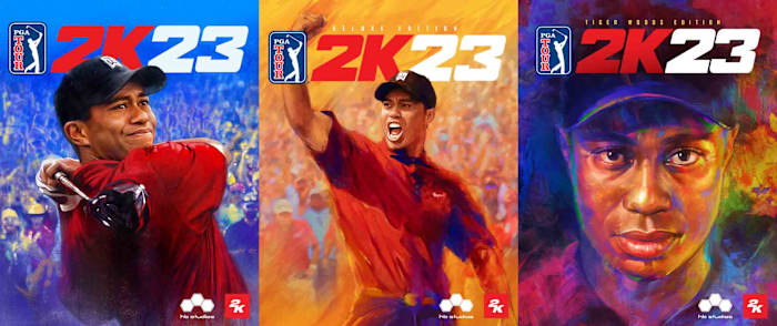 Tiger Woods is portrayed on the covers of three versions of the PGA Tour 2K23 video game.