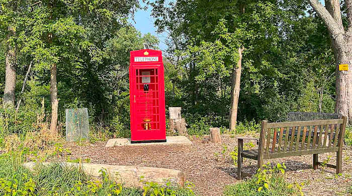 The red telephone booth at Canal Shores Golf Club in Evanston, Ill.