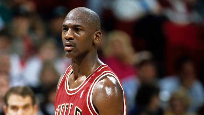 Chicago Bulls guard Michael Jordan (23) in action against the Orlando Magic at the Orlando Arena.