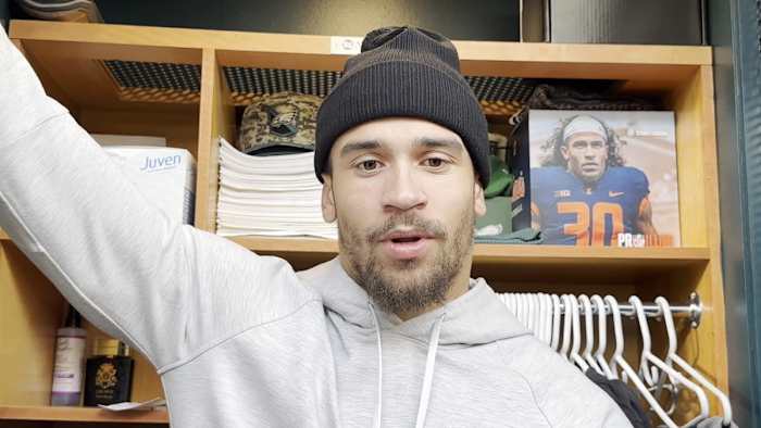 Sydney Brown discusses his offseason which will include ACL surgery and rehab during the Philadelphia Eagles' clean-out days after their season ended.
