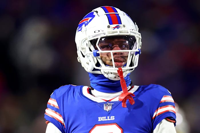 Buffalo Bills safety Damar Hamlin (3) during the second half for the 2024 AFC divisional round game against the Kansas City Chiefs at Highmark Stadium.