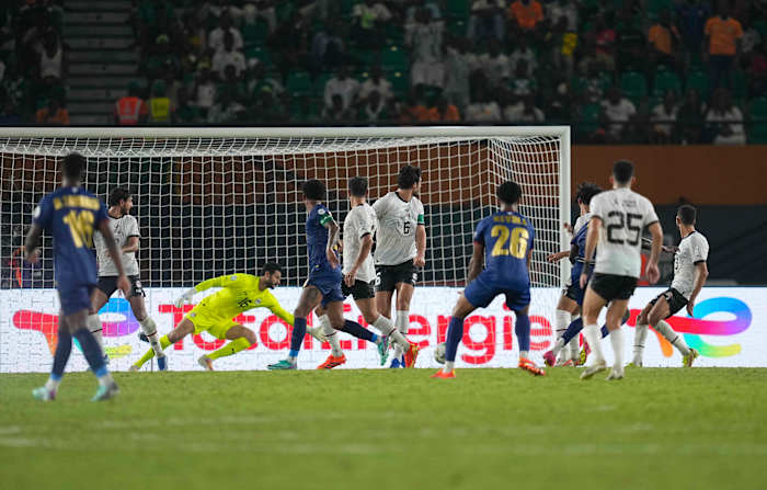 An action shot taken during Egypt's 2-2 draw with Cape Verde at the 2023 Africa Cup of Nations