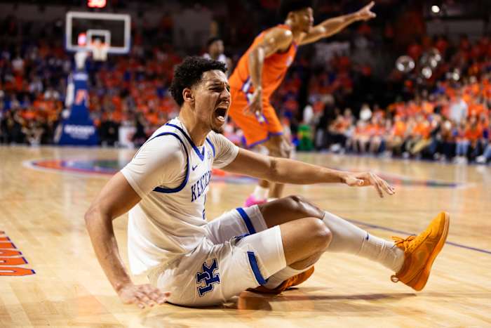 Kentucky Wildcats forward Tre Mitchell reacts after a layup against the Florida Gators