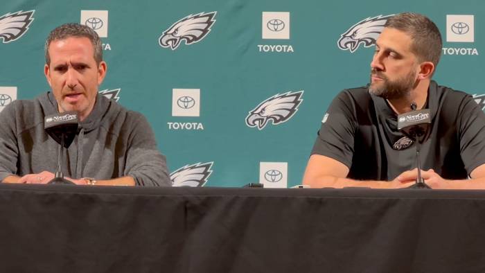 Howie Roseman (left) needs to stray from line-of-scrimmage priorities and go in search of playmakers