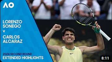 A screenshot of one of the Australian Open’s “Extended Highlights.”