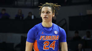 Riley Kugel during the Gators' upset victory over No. 2 Tennessee on Feb. 1.
