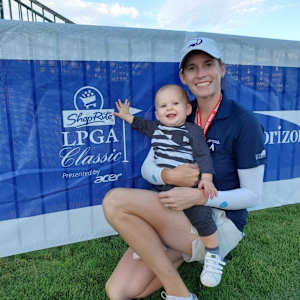 Katherine Perry-Hamski and son John at the ShopRite LPGA Classic.