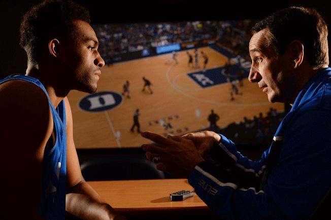 In one-on-one film sessions with Coach K, Parker has learned to correct the finer points of his game.