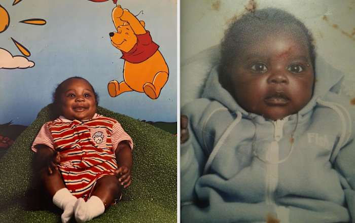 Trey Sermon and his half-brother at age 2