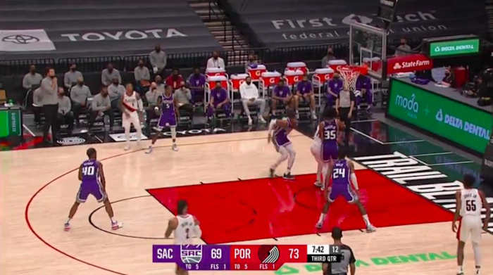 A kickout to Gary Trent Jr. or Jones would have been preferable.