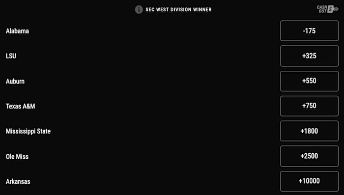 Odds courtesy of PointsBet