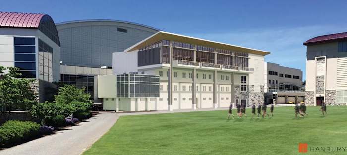 A rendering of the Student Athlete Performance Center from Hanbury Architects. Photo courtesy of Virginia Tech.