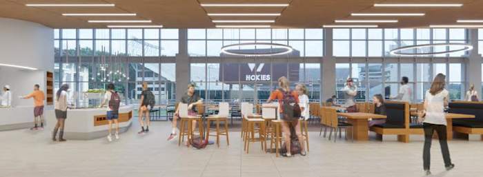 An interior rendering of the Student Athlete Performance Center. Photo courtesy of Virginia Tech.
