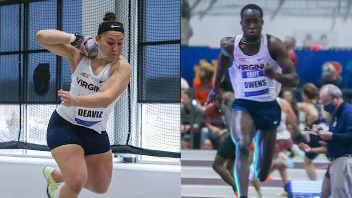 Maria Deaviz and Owayne Owens, Virginia Cavaliers track and field