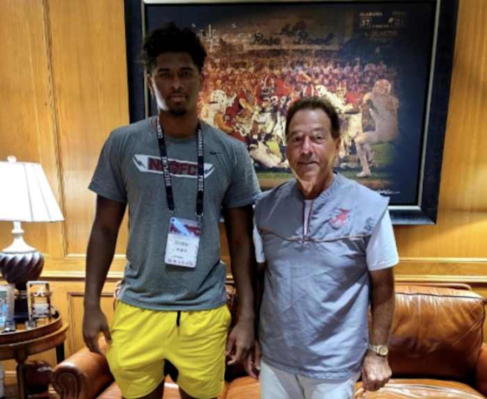 Class of 2023 recruit Jayden Wayne and Alabama head coach Nick Saban