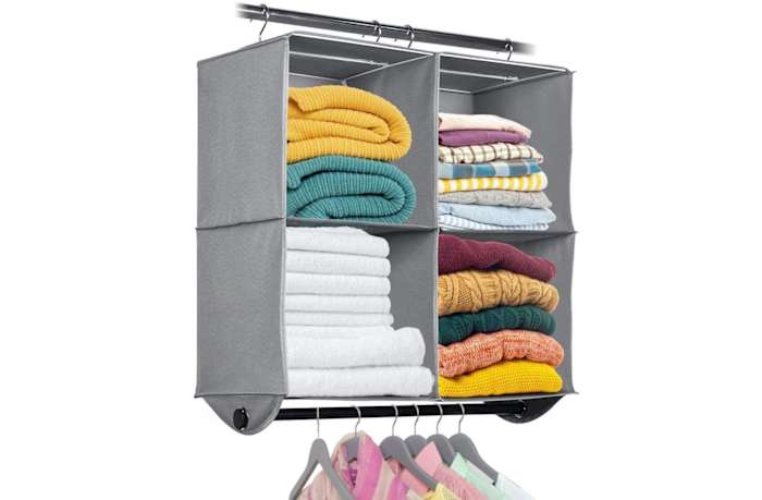 Hanging Closet Organizer with Garment Rod