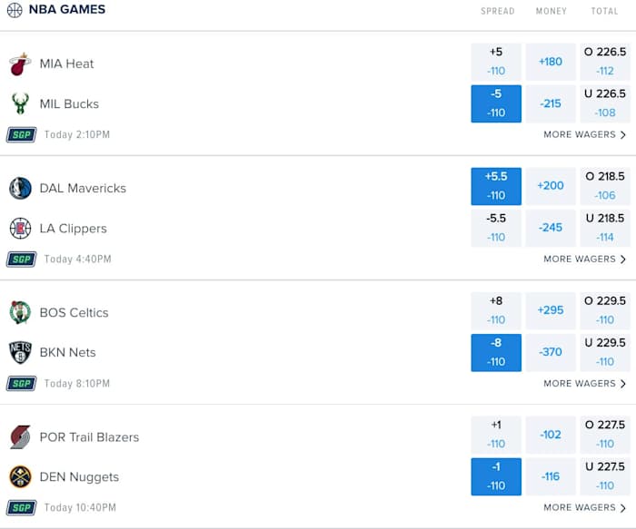 NBA Quarterfinal Odds via FanDuel Sportsbook