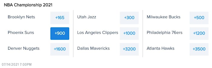 2020–21 NBA Finals Championship Odds via FanDuel Sportsbook