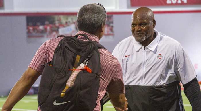 Brandyn Akana with Larry Johnson - Andrew Lind/BuckeyesNow