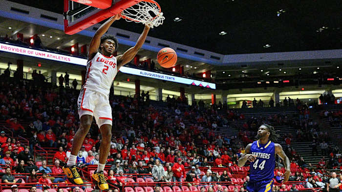 New Mexico Lobos, Donovan Dent, dunk, The Pit, NCAA men’s basketball