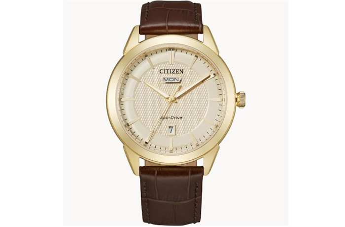 Rolan Champagne Dial Leather Citizen Watch