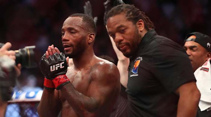 Jun 12, 2021; Glendale, Arizona, USA; Leon Edwards is declared the winner by decision against Nate Diaz during UFC 263 at Gila River Arena.