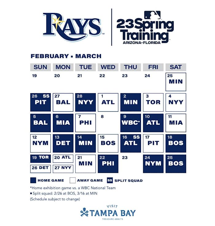 Tampa Bay Rays 2023 Spring Training Schedule