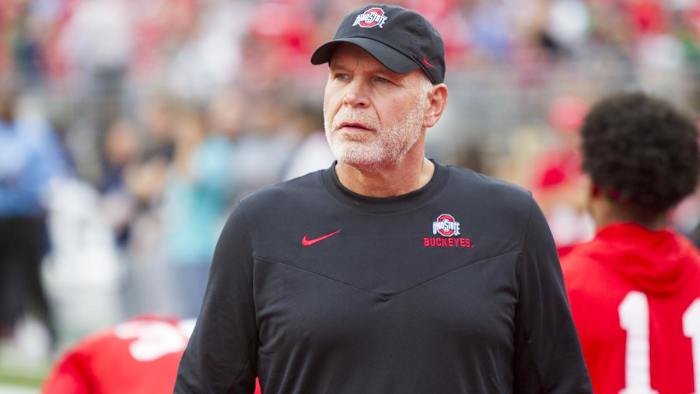 Jim Knowles patrols the field pre-game of his Ohio State debut