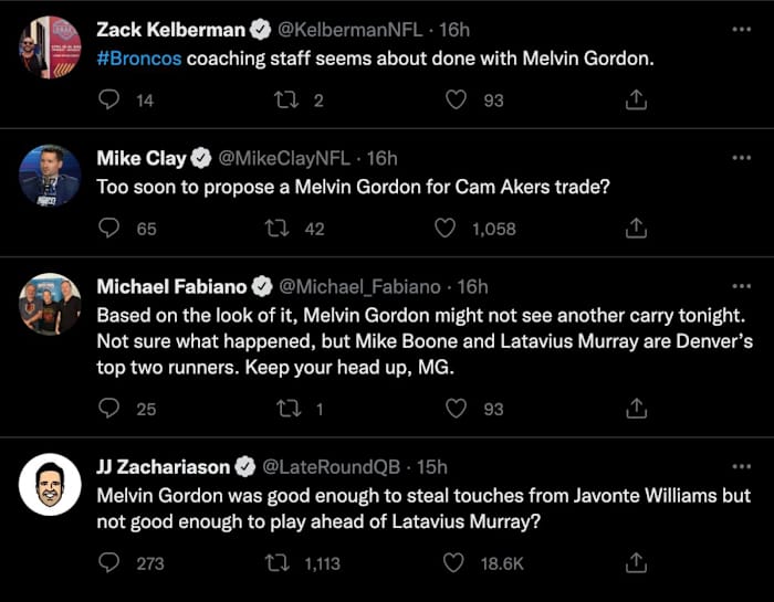Melvin Gordon liked multiple tweets that criticized the Broncos coaching staff.