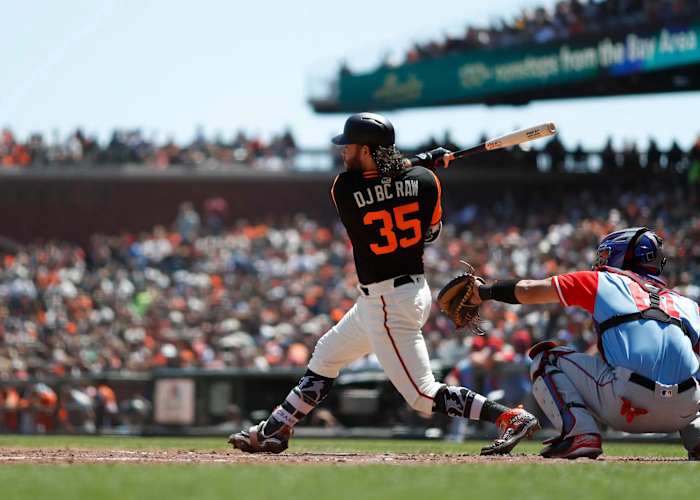 Brandon Crawford in his "DJ BC Raw" Players' Weekend alternate uniform (2018).