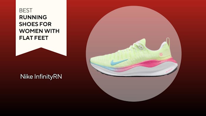 Nike InfinityRN shoes on red background