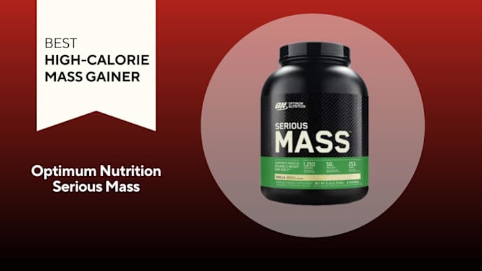 A tub of Optimum Nutrition Serious Mass mass gainer