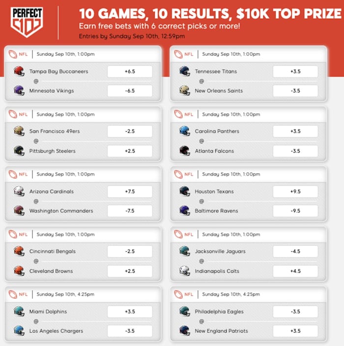 Play SI Sportsbook’s free Perfect 10 contest. *