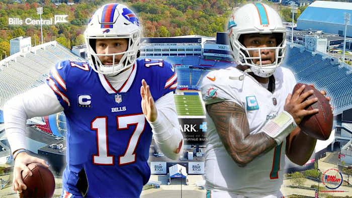 Bills QB Josh Allen (L) and Dolphins QB Tua Tagovailoa