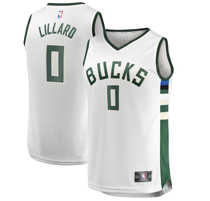 Damian Lillard Milwaukee Bucks Fanatics Branded Youth Fast Break Player Jersey - Association Edition - White - $59.99