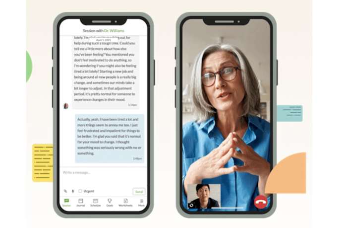 Images of BetterHelp's app interface