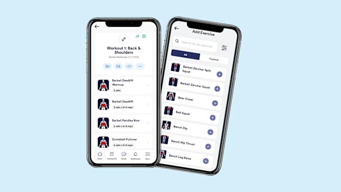 caliber-app-on-two-phones-back-and-shoulders-workout-plan