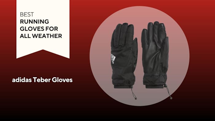 adidas Teber Gloves over a red background