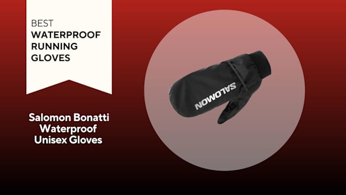 Salomon Bonatti Waterproof over a red background