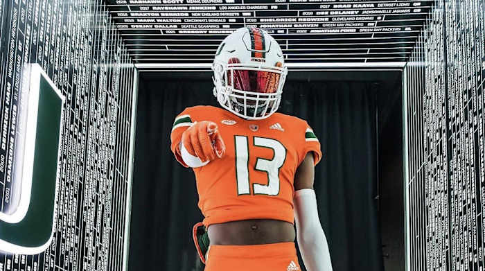 2025 5-star WR Caleb Cunningham during an unofficial visit to Miami. (Photo courtesy of Caleb Cunningham)