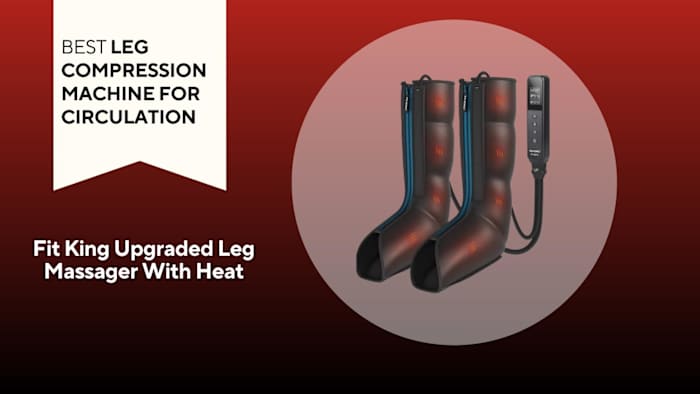 fit king leg compression device on red background