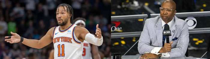 Jalen Brunson (L) fought back against an anti-Knicks rant staged by Kenny Smith