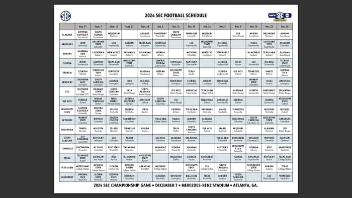 2004 SEC Football Schedule Grid