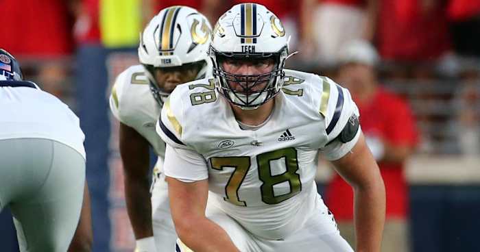 Ethan Mackenny lines up at tackle against Ole Miss