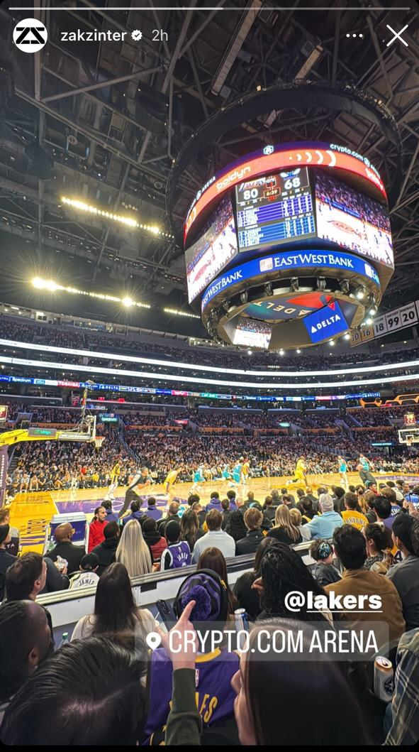 Screenshot from Zak Zinter’s Instagram story.